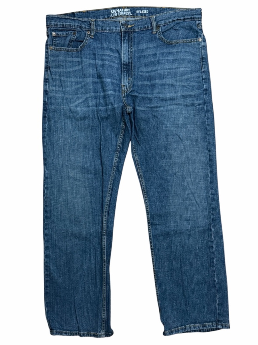 Levi Strauss Signature Jeans Mens 42x31.5 Blue Relaxed Straight Denim Pants